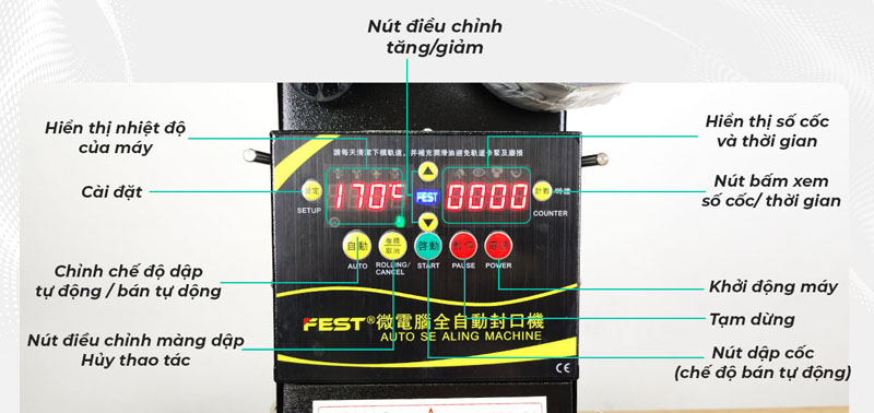 Máy dập nắp cốc tự động Fest RC-95B - Hàng chính hãng
