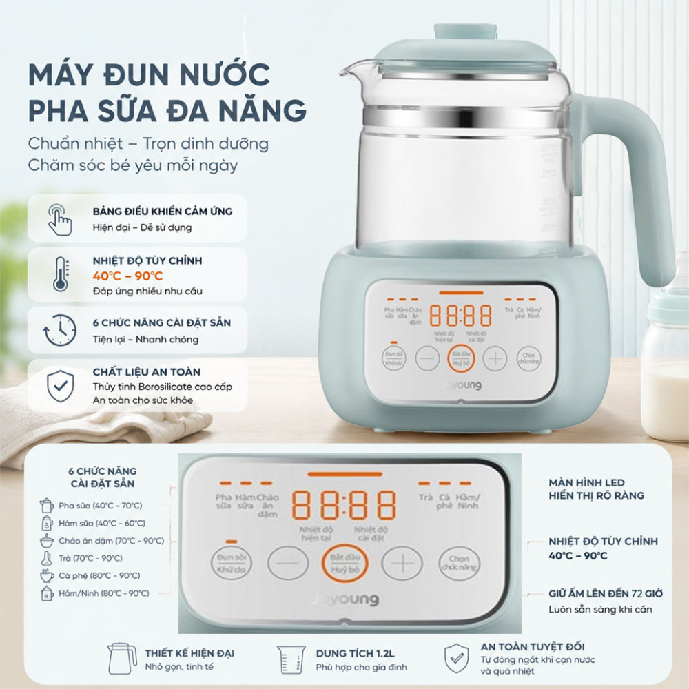 Máy đun nước pha sữa Joyoung JBM-530-BL - Hàng chính hãng