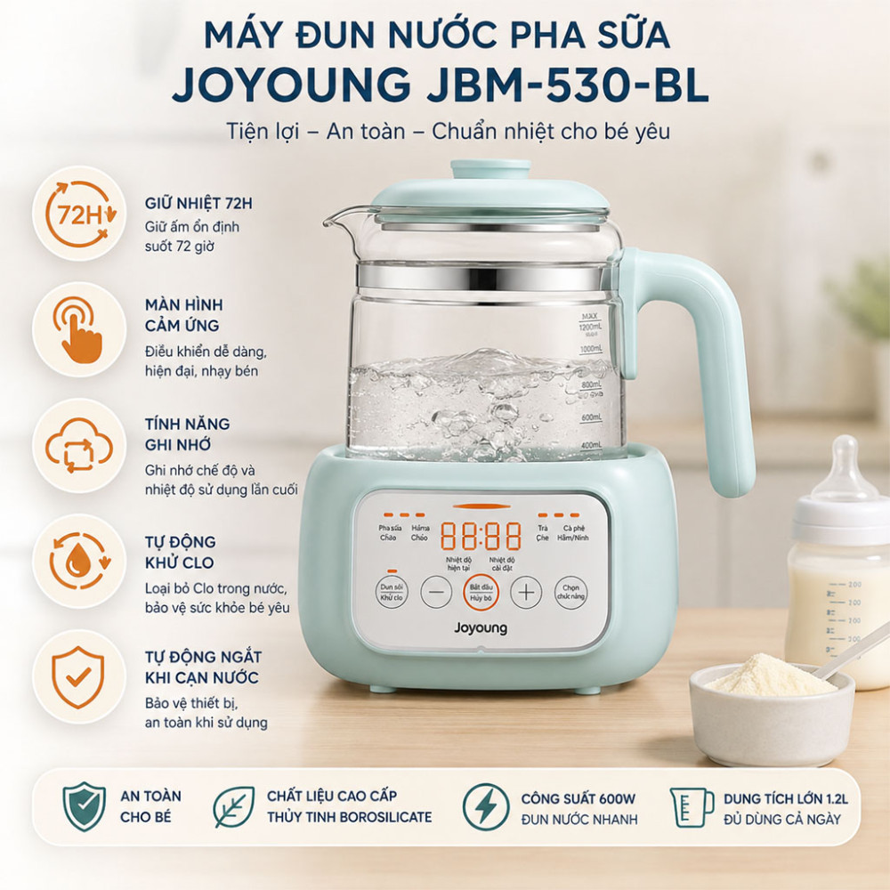 Máy đun nước pha sữa Joyoung JBM-530-BL - Hàng chính hãng