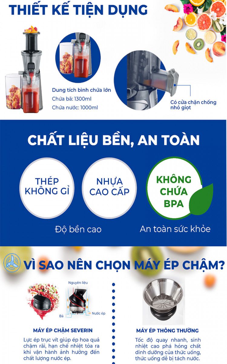 Máy ép chậm Severin ES 3571 - Hàng chính hãng
