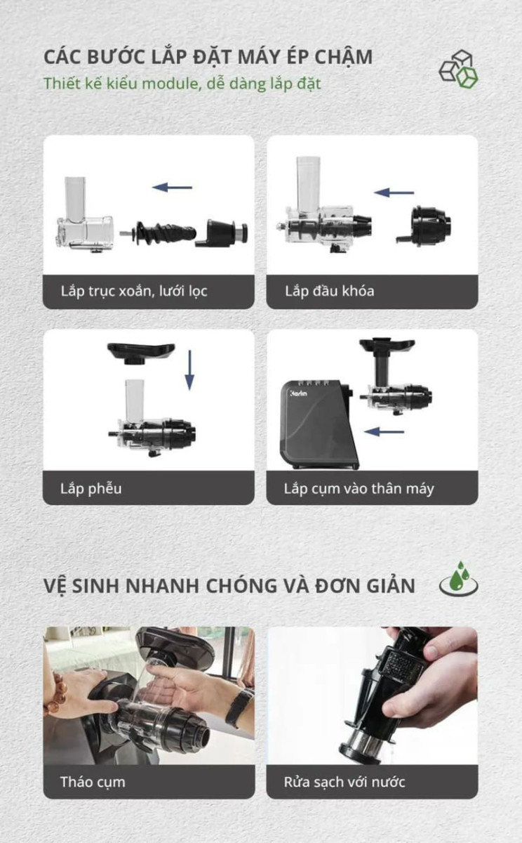 Máy ép chậm trục ngang Karlin X5 - Hàng chính hãng