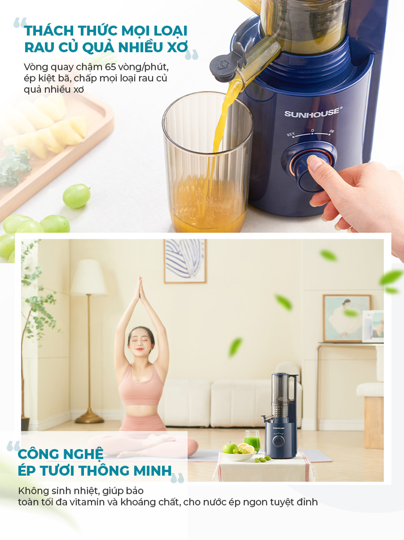 Máy ép chậm Sunhouse SHD5512 - Hàng chính hãng