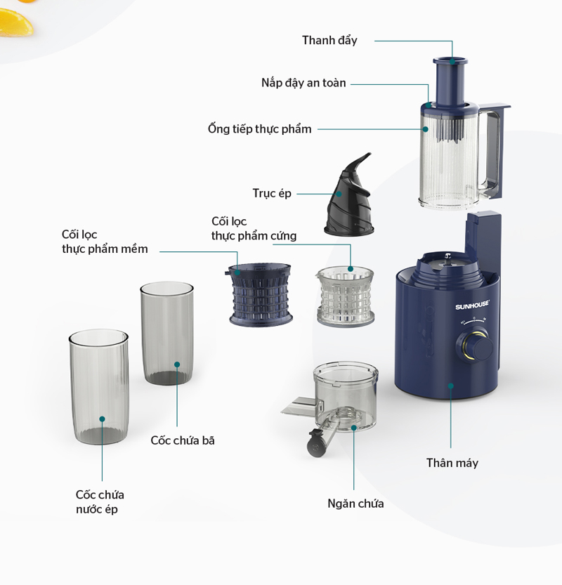 Máy ép chậm Sunhouse SHD5512 - Hàng chính hãng