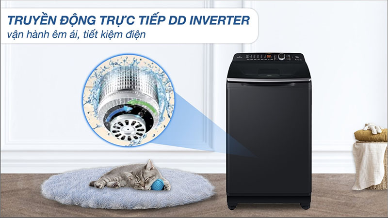 Máy giặt Inverter 12 kg Aqua AQW-DR120HT-BK - Hàng chính hãng