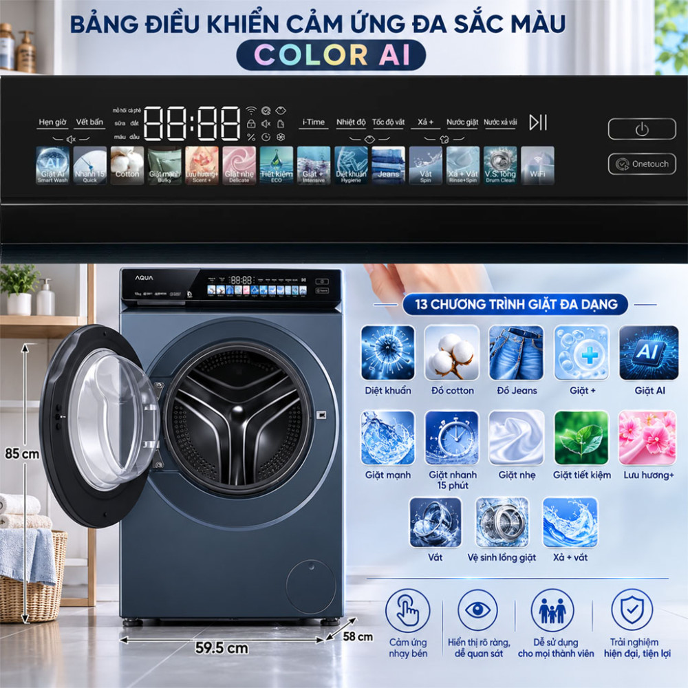 Máy giặt Aqua Inverter 10kg AW10-BD4377U1L(GN) - Hàng chính hãng