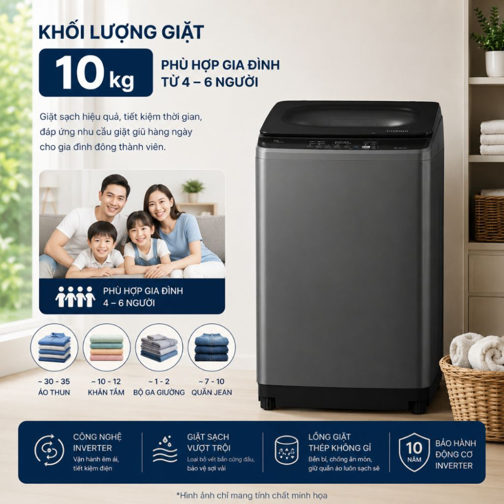 Máy giặt Hitachi Inverter 10 Kg LTL 10MV00 GG - Hàng chính hãng