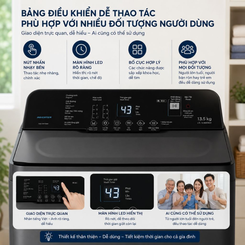 Máy giặt Hitachi Inverter 12 kg LTL 12MVW0T(GG) - Hàng chính hãng