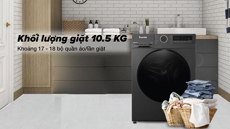 Máy giặt Inverter 10.5kg Funiki HWM-F8105ADG - Hàng chính hãng