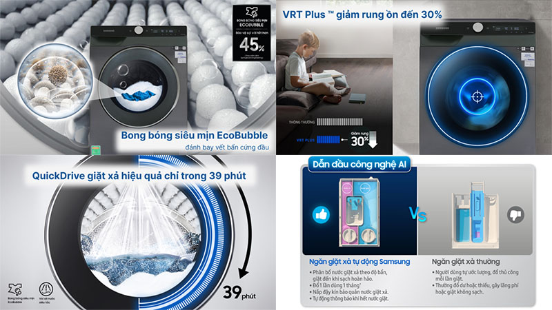Máy giặt Inverter 10kg Samsung WW10TP44DSB/SV - Hàng chính hãng
