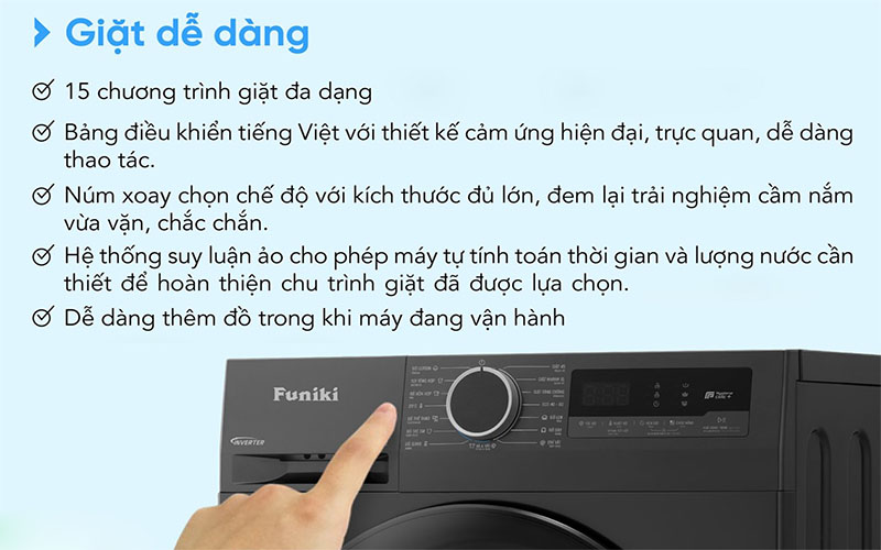 Máy giặt Inverter 12.5kg Funiki HWM-F8125ADG - Hàng chính hãng