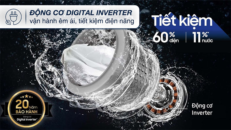 Máy giặt Inverter 12 kg Samsung WA12CG5745BVSV - Hàng chính hãng