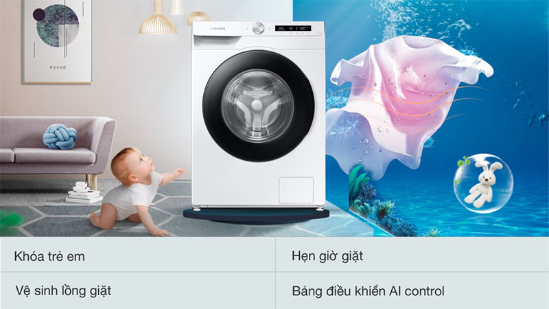 Máy giặt Inverter 13kg Samsung WW13T504DAW/SV - Hàng chính hãng