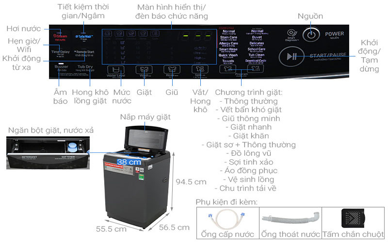 Máy giặt Inverter LG TH2113SSAK - Hàng chính hãng