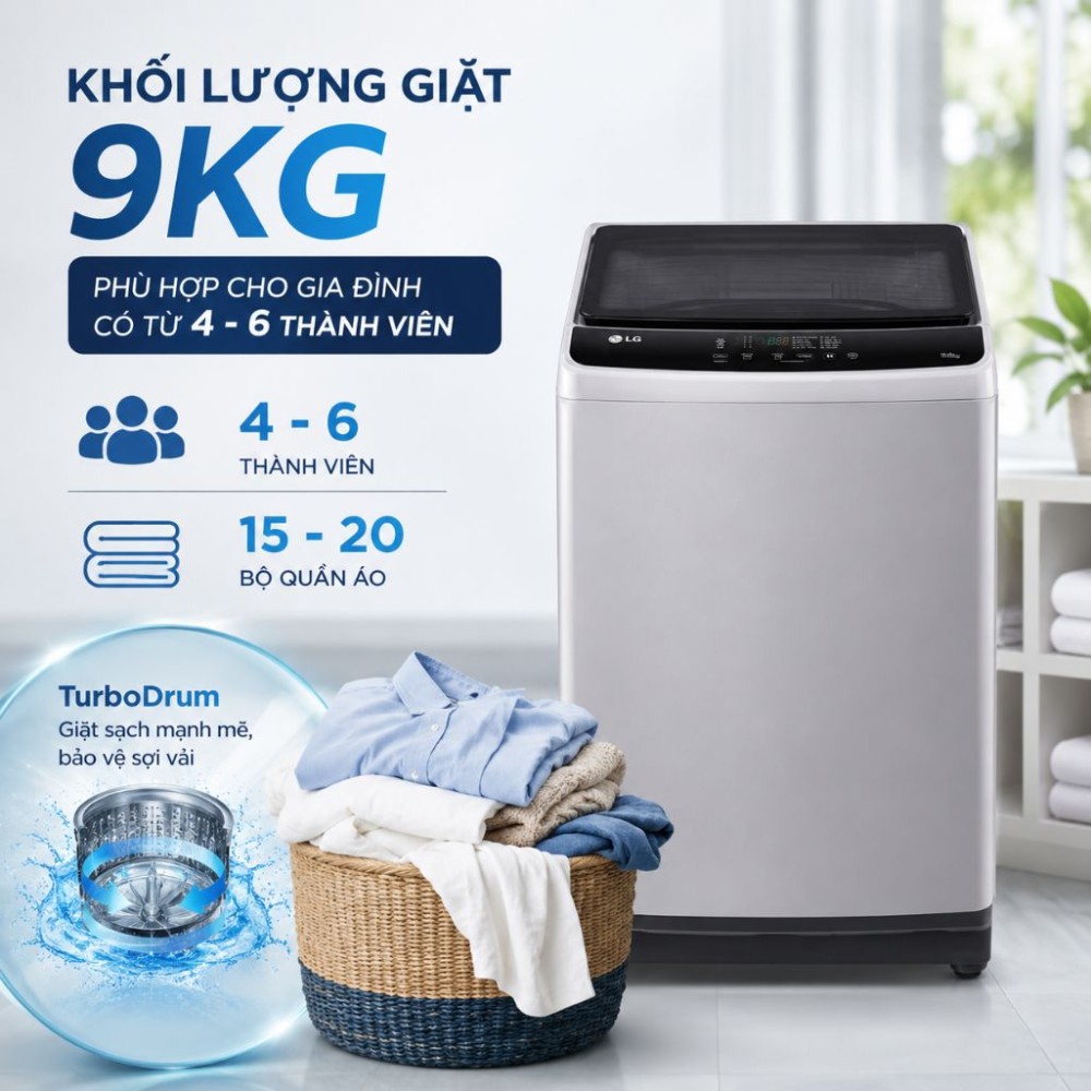 Máy giặt LG 9kg T2109NT1G.ALSPEVN - Hàng chính hãng
