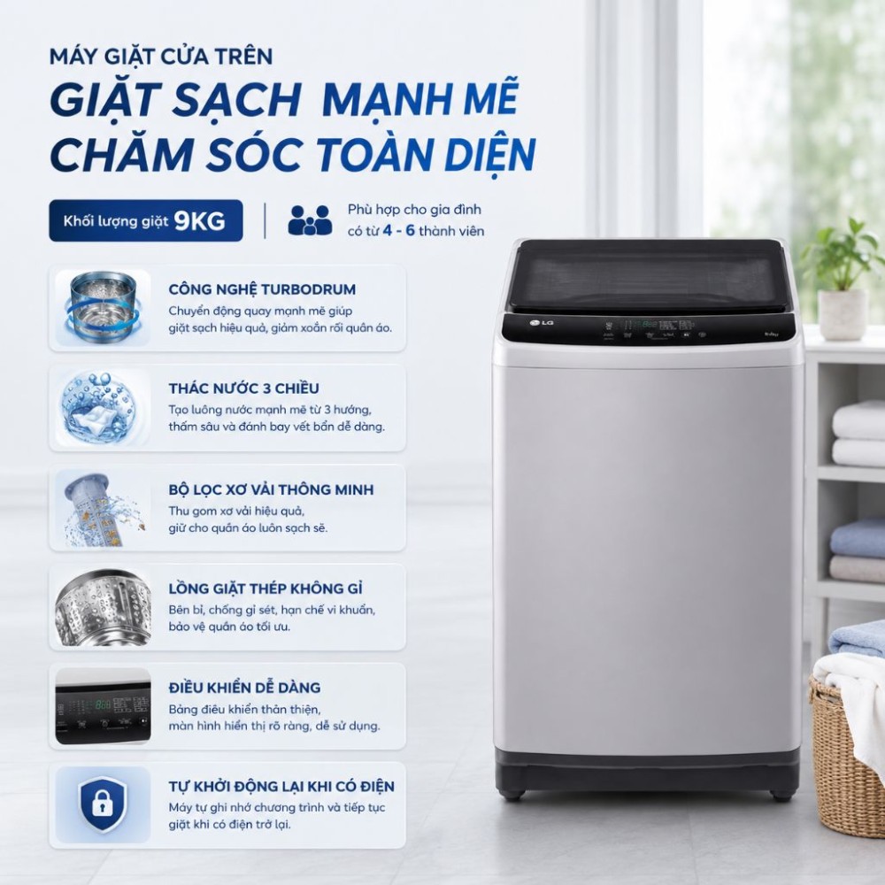 Máy giặt LG 9kg T2109NT1G.ALSPEVN - Hàng chính hãng