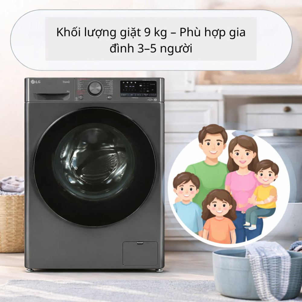 Máy giặt LG Inverter 9 kg FV1409S4M1 - Hàng chính hãng
