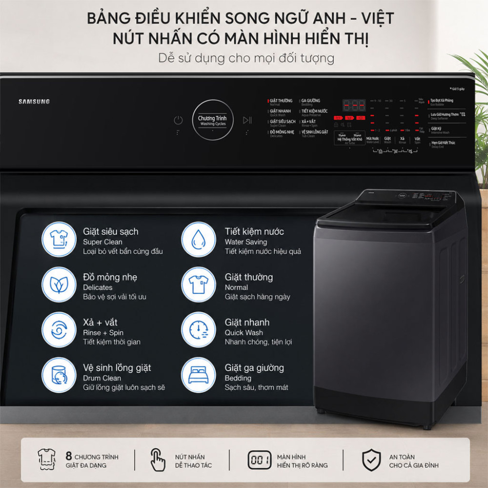 Máy giặt Samsung Ecobubble Inverter 12.5 kg WA40F12E4CSV - Hàng chính hãng