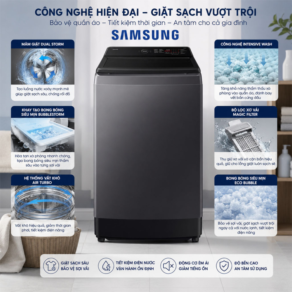 Máy giặt Samsung Ecobubble Inverter 12.5 kg WA40F12E4CSV - Hàng chính hãng