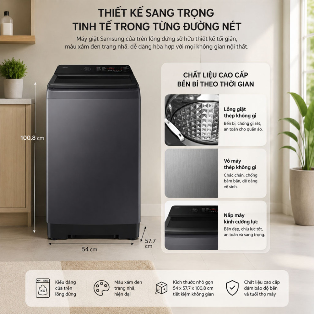 Máy giặt Samsung Ecobubble Inverter 9.5 kg WA40F95E1CSV - Hàng chính hãng