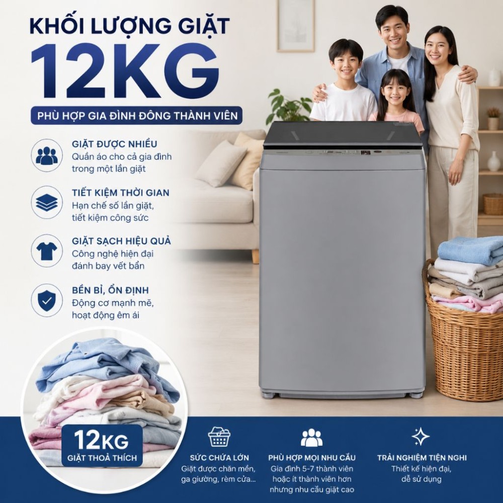 Máy giặt Toshiba Inverter 12 kg AW-DK1300KV(SG) - Hàng chính hãng