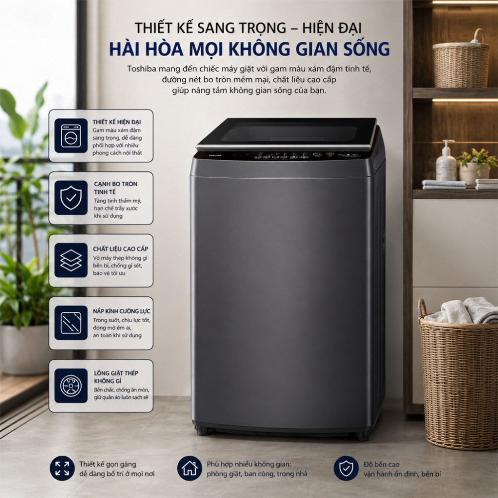 Máy giặt cửa trên Toshiba Inverter AW-T06D1600LV(MK) 15Kg - Hàng chính hãng