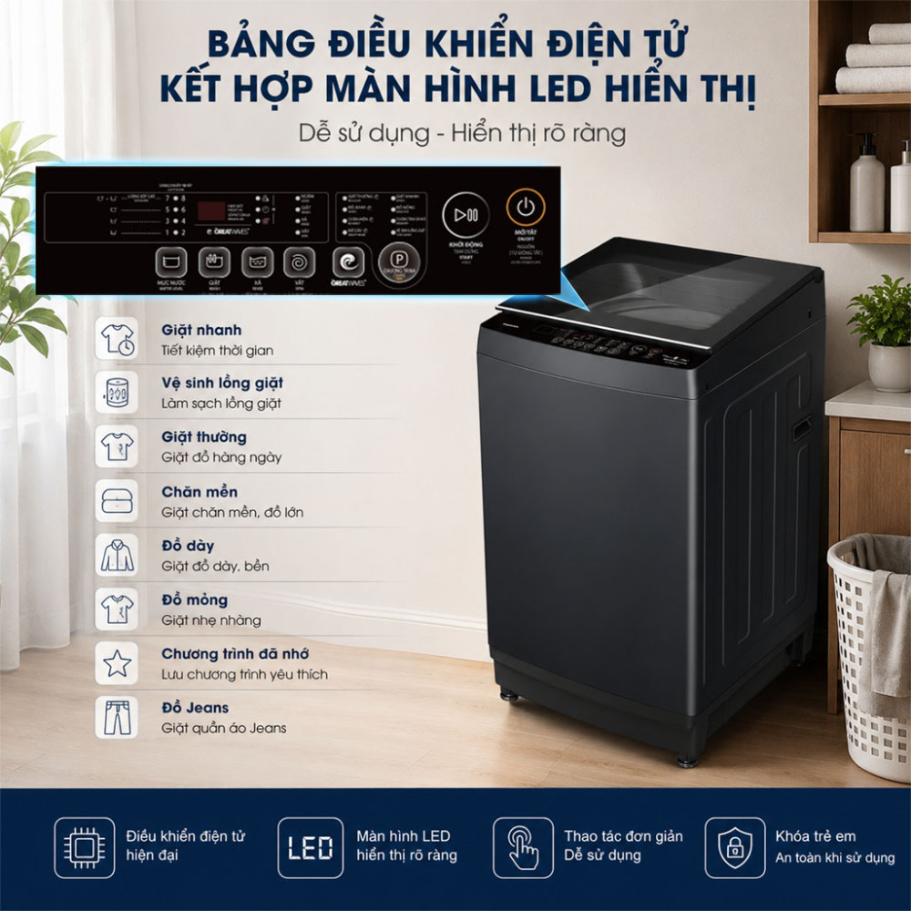 Máy giặt cửa trên Toshiba Inverter AW-T06D1600LV(MK) 15Kg - Hàng chính hãng