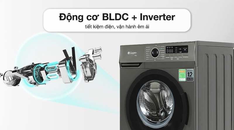Máy giặt Casper Inverter 9 kg WF-9VG1 - Hàng chính hãng