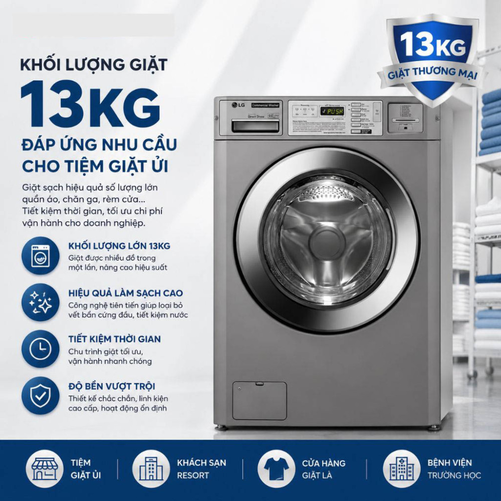 Máy giặt công nghiệp 13kg LG CWG27MDQRS - Hàng chính hãng