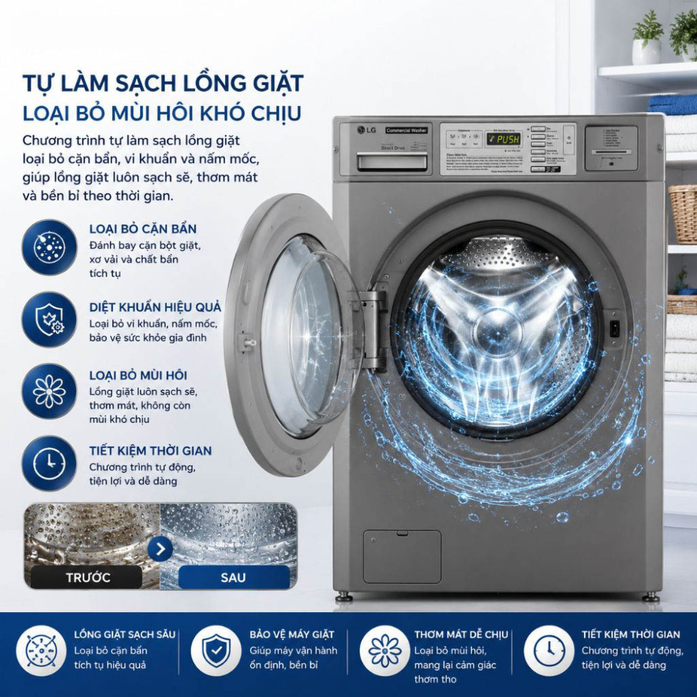 Máy giặt công nghiệp 13kg LG CWG27MDQRS - Hàng chính hãng