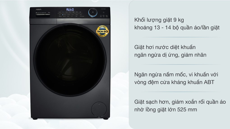 Máy giặt Aqua inverter 9kg AQD-A902J BK - Hàng chính hãng