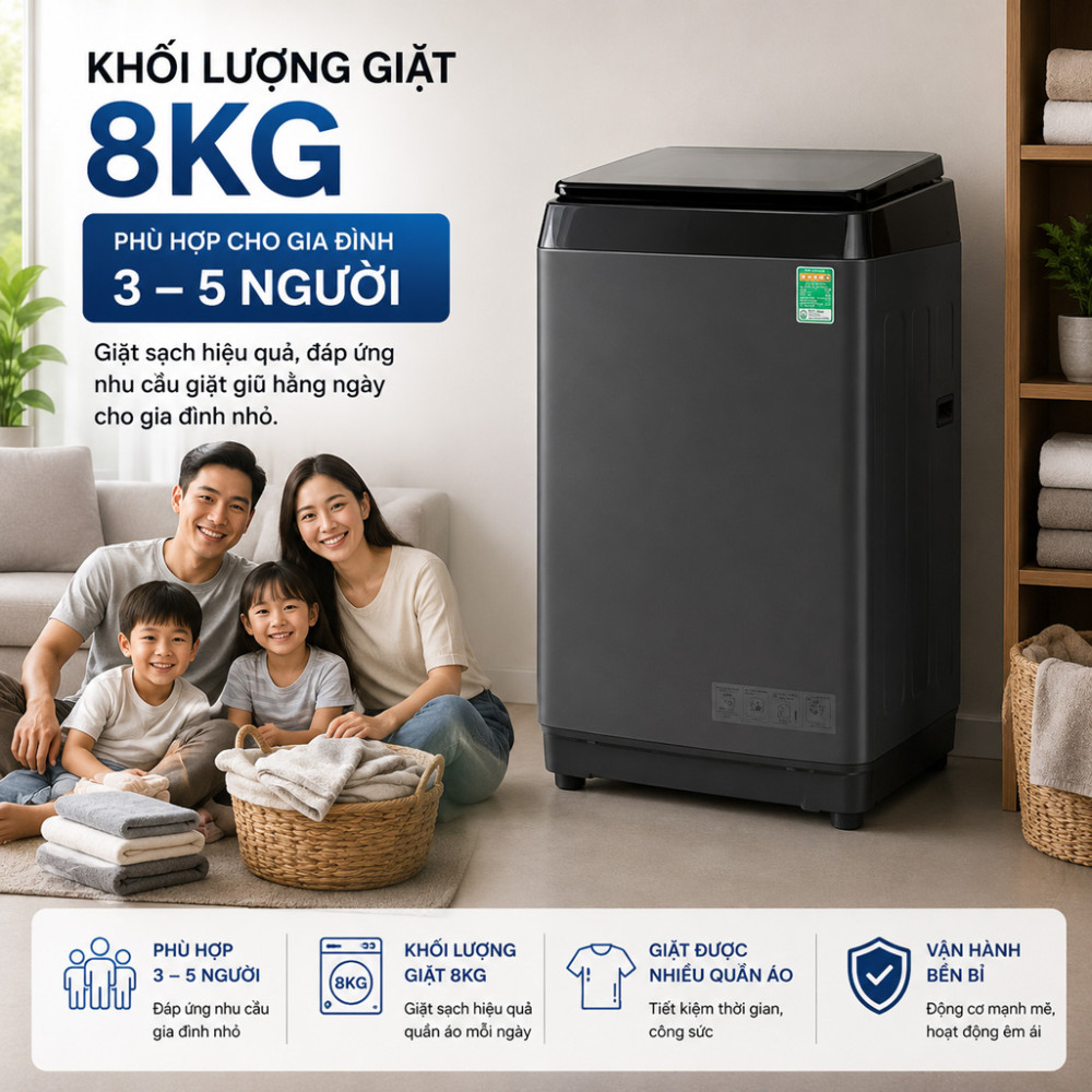 Máy giặt Hisense 8 kg WT80F30 - Hàng chính hãng