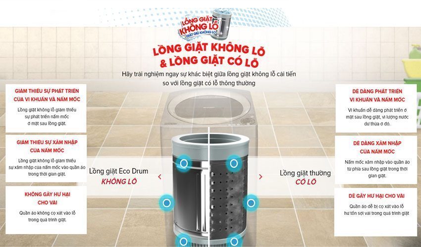 Máy giặt cửa trên Sharp ES-U72GV-H - Hàng chính hãng
