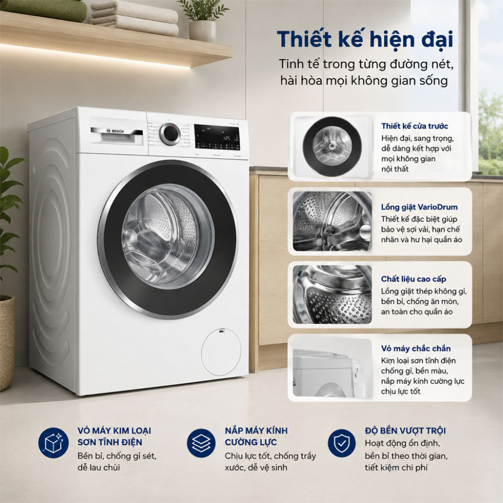 Máy giặt cửa trước Bosch 9kg WGG24400SG - Hàng chính hãng