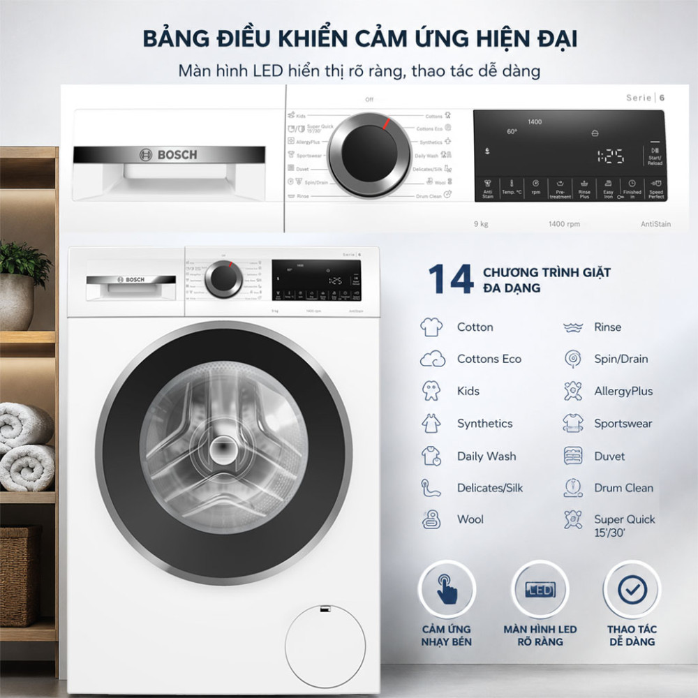 Máy giặt cửa trước Bosch 9kg WGG24400SG - Hàng chính hãng