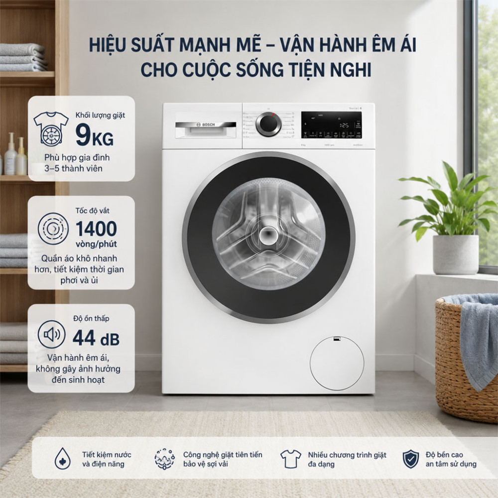 Máy giặt cửa trước Bosch 9kg WGG24400SG - Hàng chính hãng