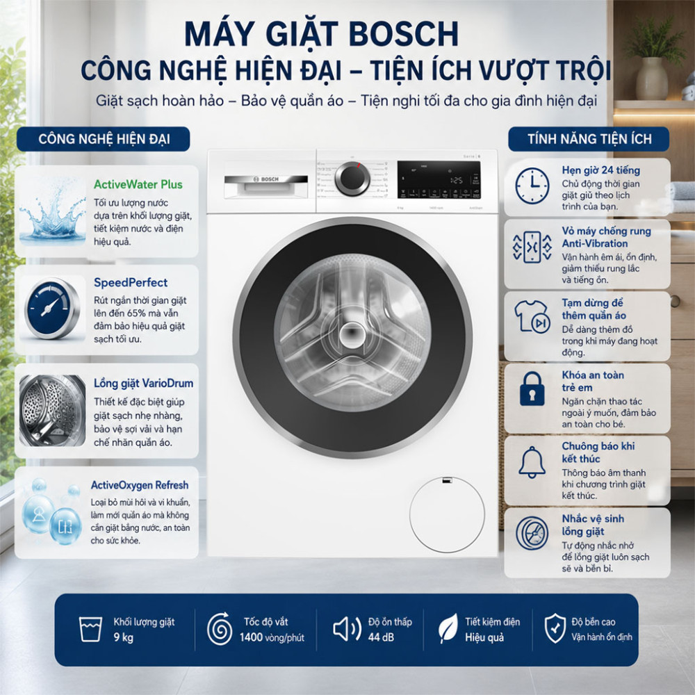 Máy giặt cửa trước Bosch 9kg WGG24400SG - Hàng chính hãng