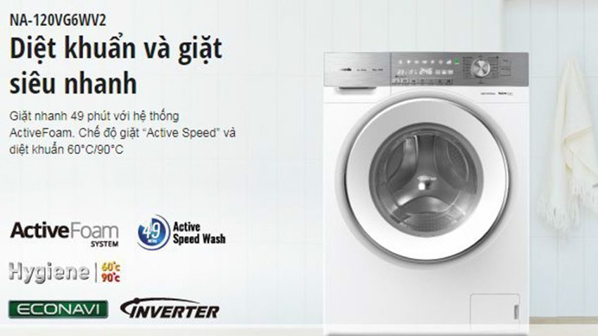 Máy giặt cửa trước Panasonic NA-120VG6WV2 (10kg) - Hàng chính hãng