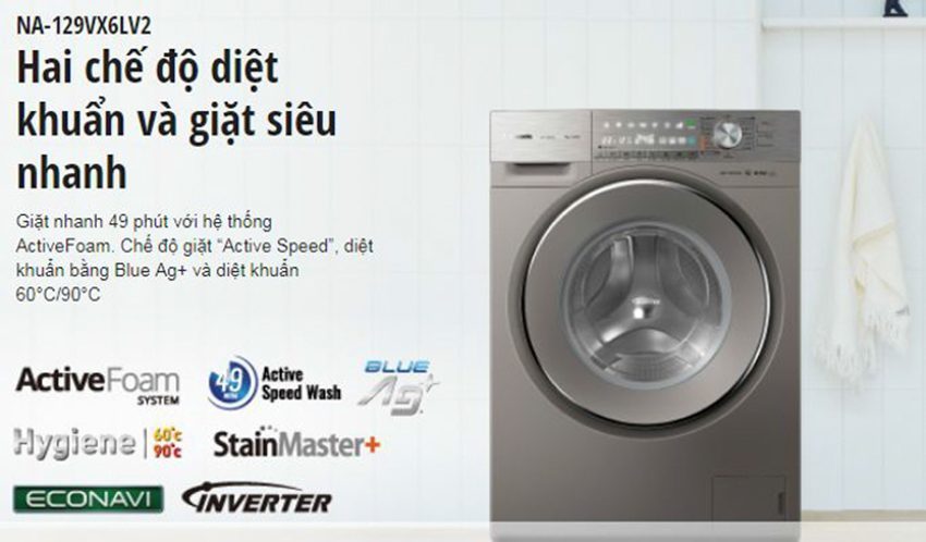 Máy giặt cửa trước Panasonic NA-129VX6LV2 (9kg) - Hàng chính hãng