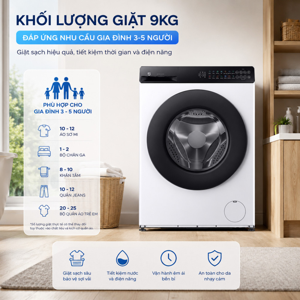 Máy giặt cửa trước Xiaomi 9kg QMP4678VN - Hàng chính hãng