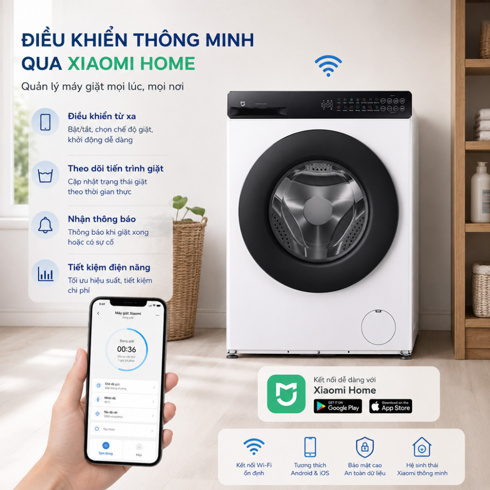 Máy giặt cửa trước Xiaomi 9kg QMP4678VN - Hàng chính hãng