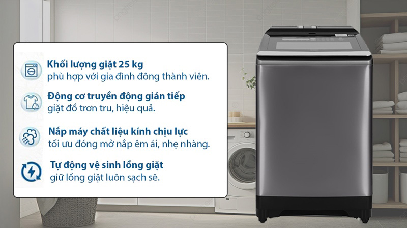 Máy giặt Hitachi Inverter SF-250ZFVAD SS - Hàng chính hãng