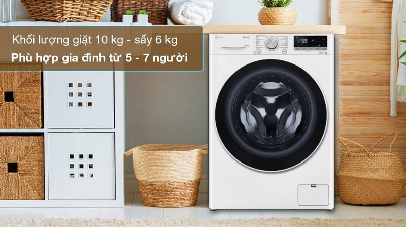 Máy giặt sấy LG inverter 10 kg FV1410D4M1 - Hàng chính hãng