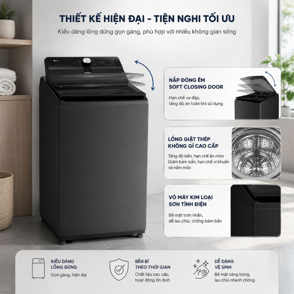 Máy giặt lồng đứng LG AI DD™ Inverter TX2312DT5O 12Kg - Hàng chính hãng