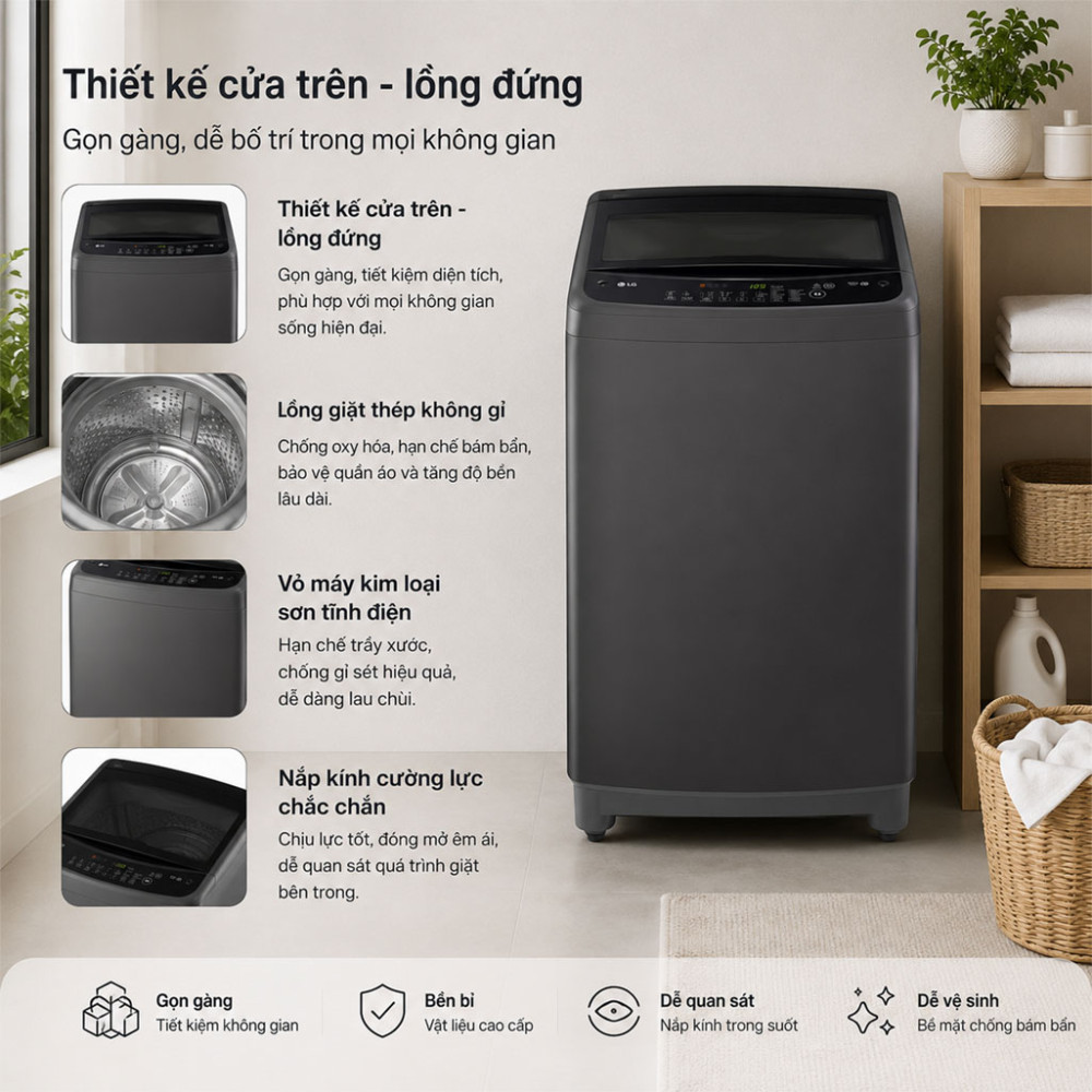 Máy giặt lồng đứng LG Inverter T2310VBTN 10Kg - Hàng chính hãng