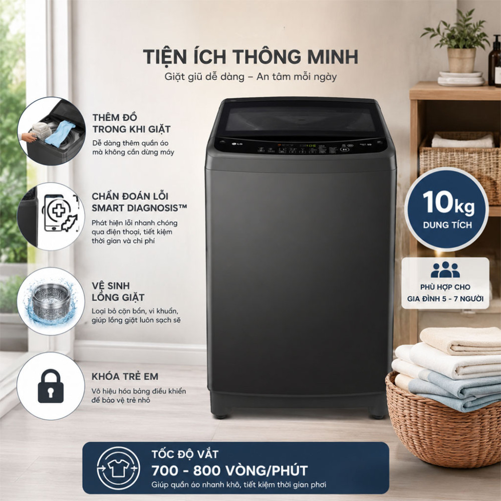 Máy giặt lồng đứng LG Inverter T2310VBTN 10Kg - Hàng chính hãng