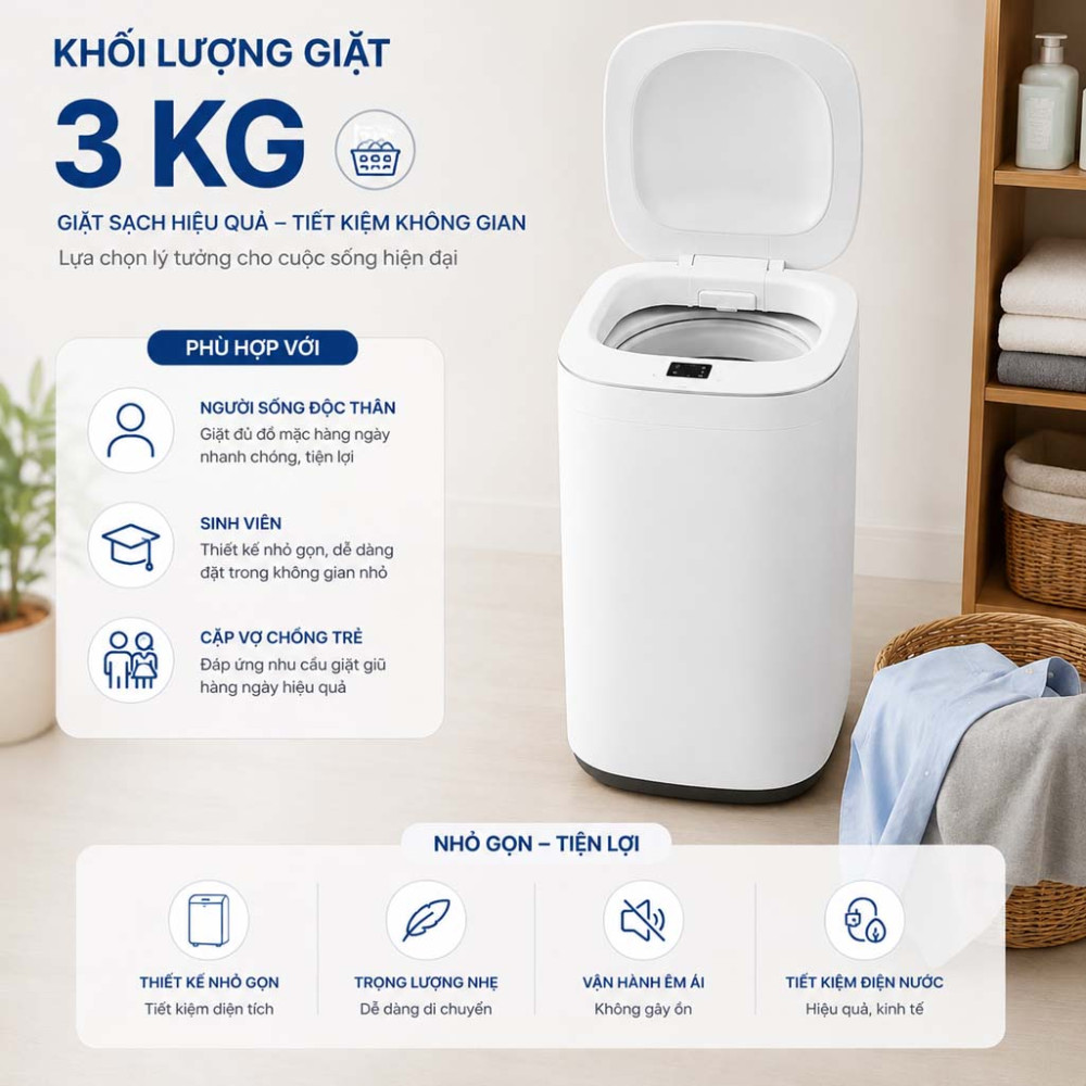 Máy giặt Lumias 3kg WS030 - Hàng chính hãng
