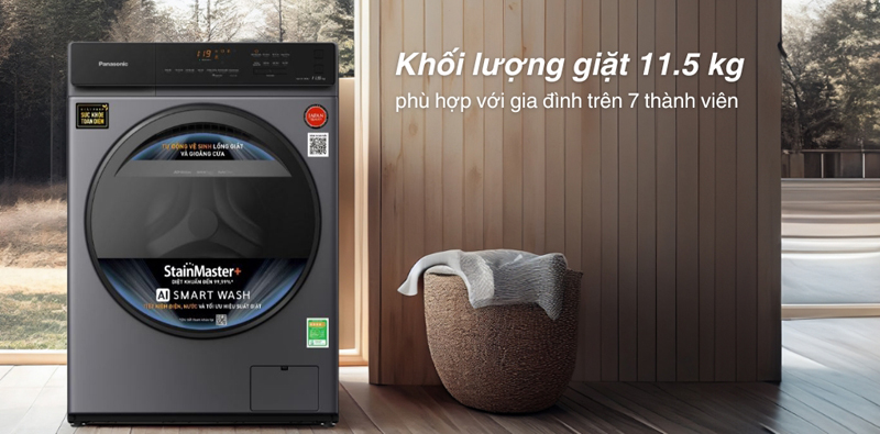 Máy giặt Panasonic Inverter 11.5 kg NA-V115FA1LV - Hàng chính hãng