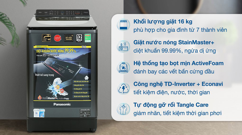 Máy giặt Panasonic Inverter NA-FD16V1BRV - Hàng chính hãng