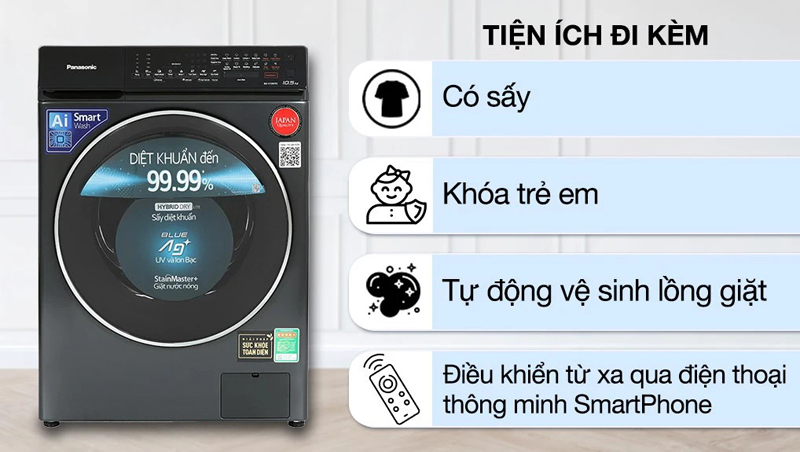 Máy giặt sấy Panasonic NA-V105FR1BV - Hàng chính hãng