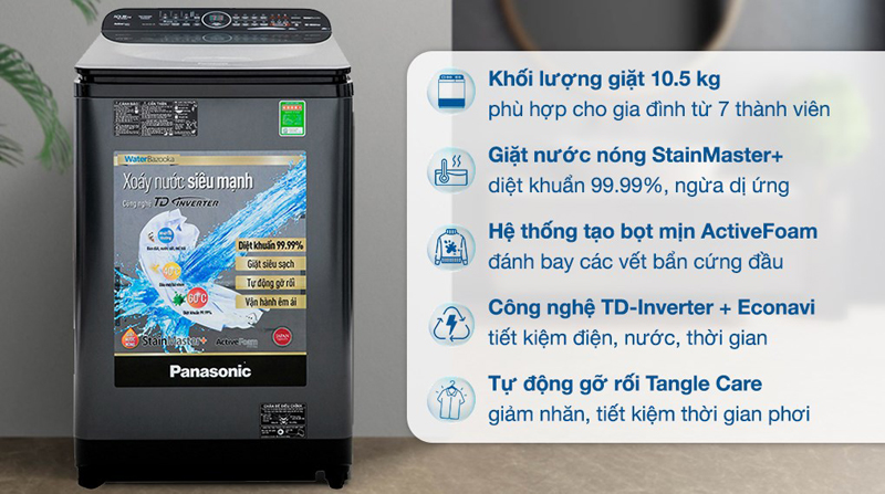 Máy giặt Panasonic Inverter 10.5 kg NA-FD10VR1BV - Hàng chính hãng